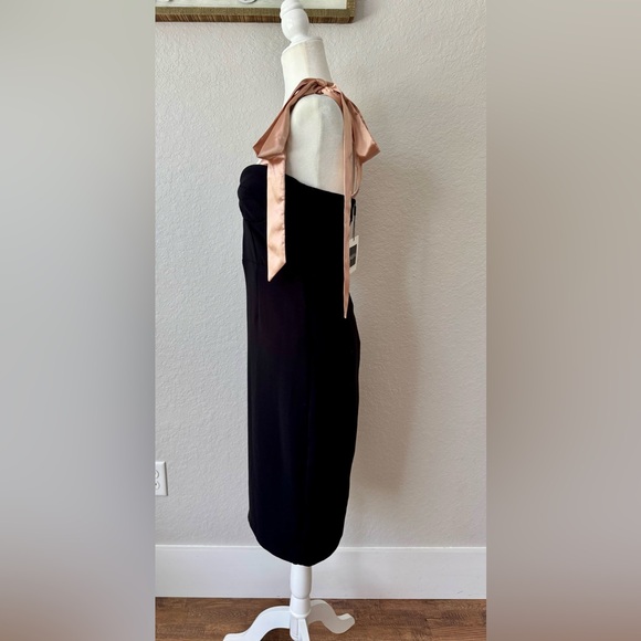 NWT Arezu Bow Tie Strap Dress Aliava Black Rose Gold Women's Size M J - Picture 5 of 11